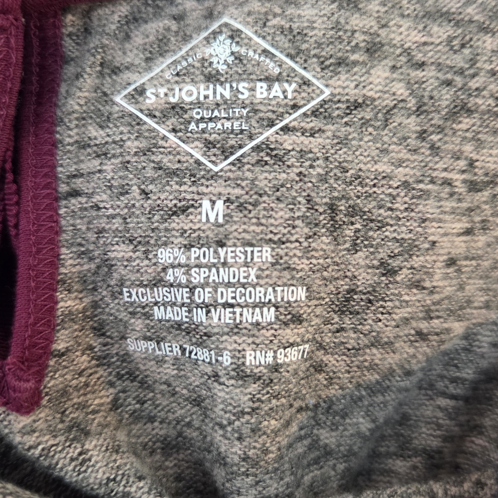 Women's St. John's Bay Pullover Sweater in Gray and Burgundy, Size M - Picture 2 of 14